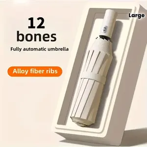 UPF50+ Black Glue Automatic Umbrella, 12Bone Reinforced Windproof Auto Open/Close Umbrella, UV Protection Sun & Rain Dual Use Umbrella for Daily & Travel