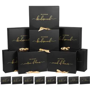 8Pack Bridesmaid Proposal Box with Bridesmaid Cards, Bridesmaid Boxes with Ribbon, Maid Matron of  Proposal Box, Black Boxes for Bridesmaid Proposal, Bridesmaid Proposal Gifts