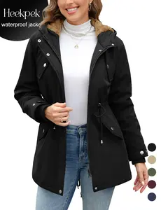 Women's Fleece Thicken Waterproof Rain Jacket Outdoor Lightweight Hooded Raincoat for Hiking Travel with Pockets For Winter FallFreshness #outdoorfun