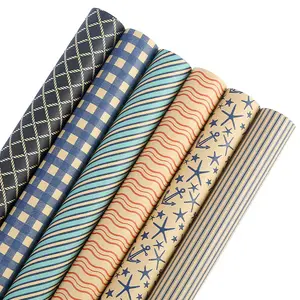 Mens Gift Wrapping Paper Set  Kraft Paper Roll Bundle with Ribbons Stickers Tape  Masculine Gift Wrap Kit