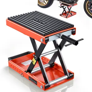 【fathersdaygift】VEVOR Motorcycle Lift, 1500 lbs Motorcycle Scissor Lift Jack with Wide Deck & Lock Pin, 4.13"-13.77" Center Hoist Crank Stand, Steel Scissor Jack for Street Bikes, Cruiser Bikes, Touring Motorcycles