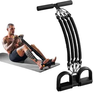 Lightweight 100-lb Resistance Band System with Handles, Foot Stirrup & Ankle Straps – 4-Level Adjustable Home Gym Workout