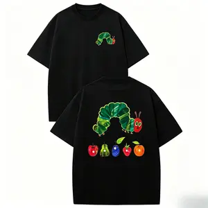 Vintage "The Very Hungry Caterpillar"Two-Sided Print T-Shirt,Heavyweight Cotton Streetwear graphic vintage tees Menswear Womenswear Crewneck Tshirt Fit