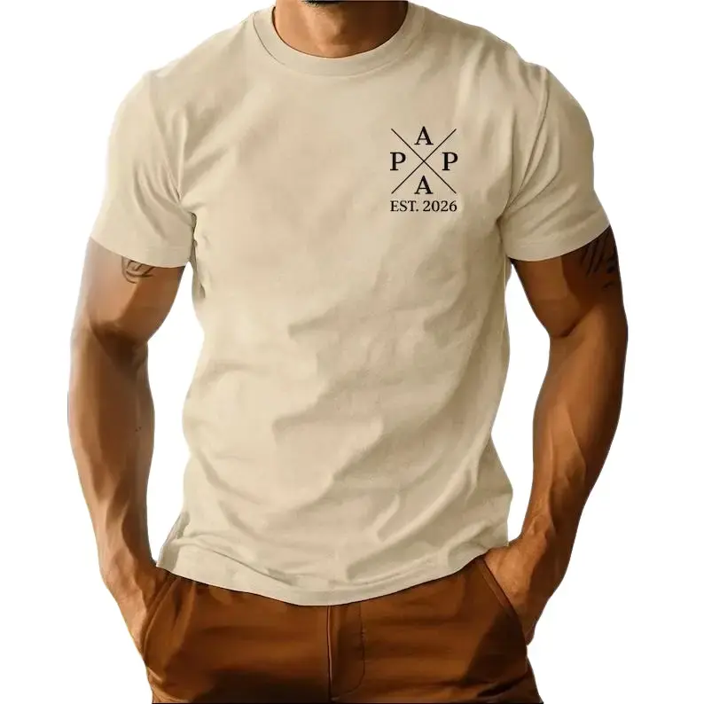 Men's Personalized Graphic Shirt, Relaxed Fit Short-Sleeve Soft Cotton Apparel, Customizable with Name & Date for Father's Day, Tee, Tshirt, Husband, Multi-Size, Graphic Print, Shortsleeve, Casual, T-Shirt