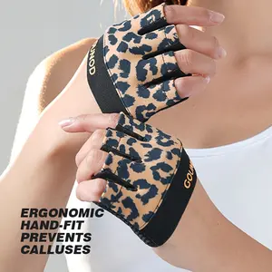A pair of unisex half-finger fitness gloves with a palm grip pad design, suitable for yoga practice, fitness equipment, and dumbbell training, featuring breathable, lightweight, and unique styling, Workout Accessories