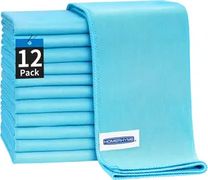 HOMERHYME Microfiber Glass Cleaning Cloth - 12 Pack, 16" x 14" Window Cleaning Towel, Streak Free, Lint Free, Great for All Delicate Surface, Window, Glasses, Stainless Steel, Windshield.