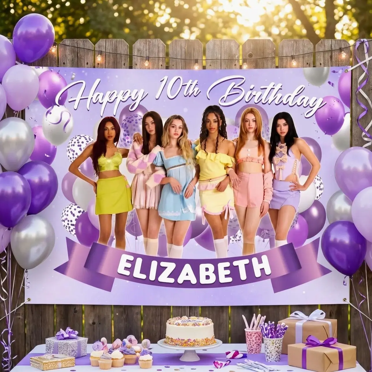 Personalized Katseye Birthday Backdrop, Custom Kpop Girl Group Party Banner