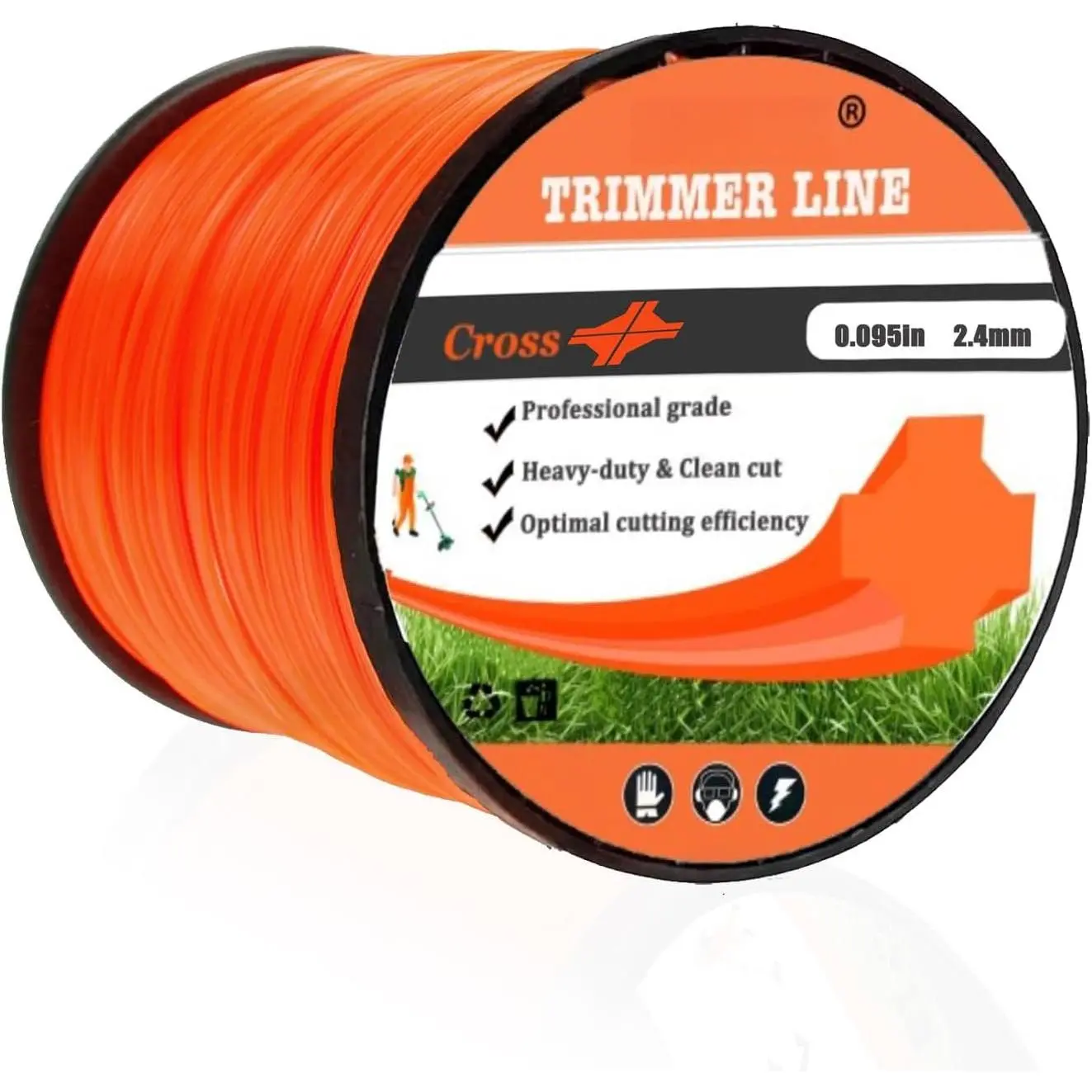 Weed Eater String,0.095"  Heavy Duty String Trimmer Line 295ft in Spool, Nylon Universal Replacement Professional Weed Wacker String, Orange, Anti-Tangle, Universal Fit