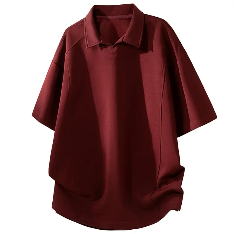 Men's Basics Polo Shirt - Plain, Loose Fit, Notched Lapel, Elastane-Polyester Blend, Short Sleeves, Lightweight, Breathable, Quick-Dry Fabric for Casual Summer Outdoor Use, Loose-Fitting, Street