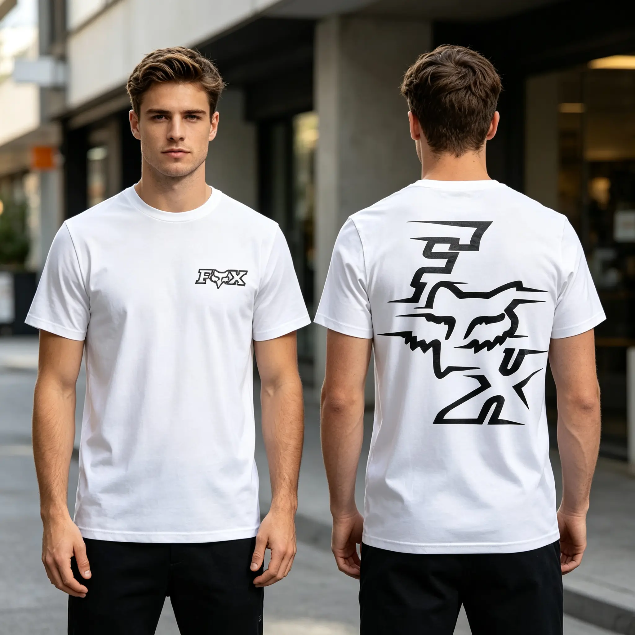 Men's 180g Pure Cotton Short-Sleeve Regular Fit Vintage Retro FOX Pattern Graphic T-Shirt - Casual Wear, Unisex Menswear Top, 2026 Summer Outfit, TikTok Viral Pick, Valentine's Day Gift