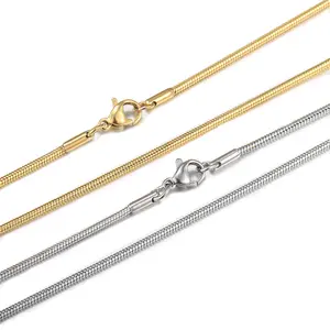 Hermah 0.9/1.2/1.5/2mm Mens Womens Round Snake Necklace Gold Silver Color Chain 22inch