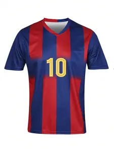 SURUIDA 1pc Barcelona #19 Men's Soccer Jersey, Professional Sports Football Shirt, Football Uniform, Comfortable For Match, Casual, Team Sports, Short Sleeve Top, Stylish Jersey