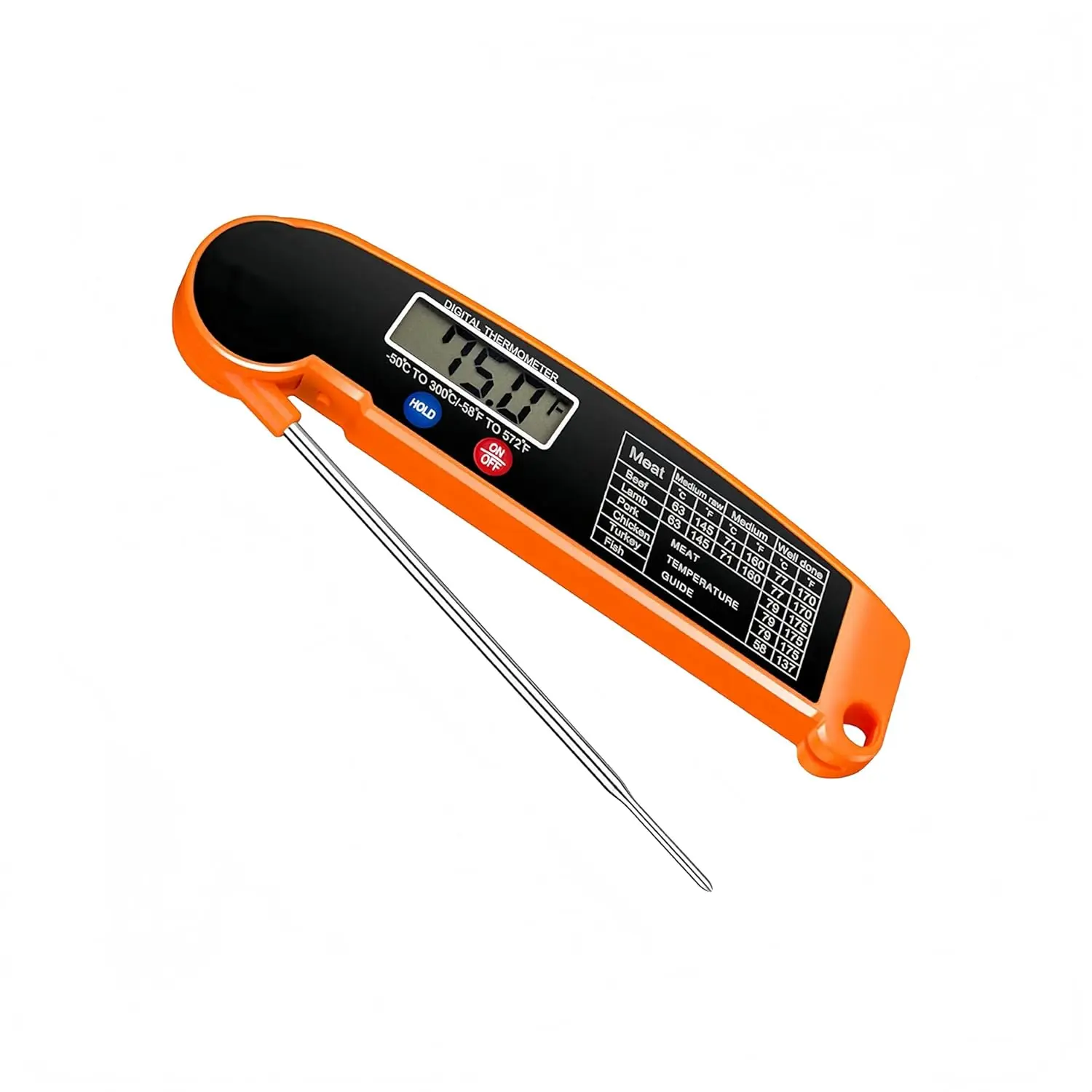Meat Thermometer Digital – Instant Read Food Thermometer for Grilling, BBQ, Air Fryer, Smoker, Candy Making with Foldable Probe, Kitchen Gadgets, BBQ Essentials, Gift for Dad, Men, Orange