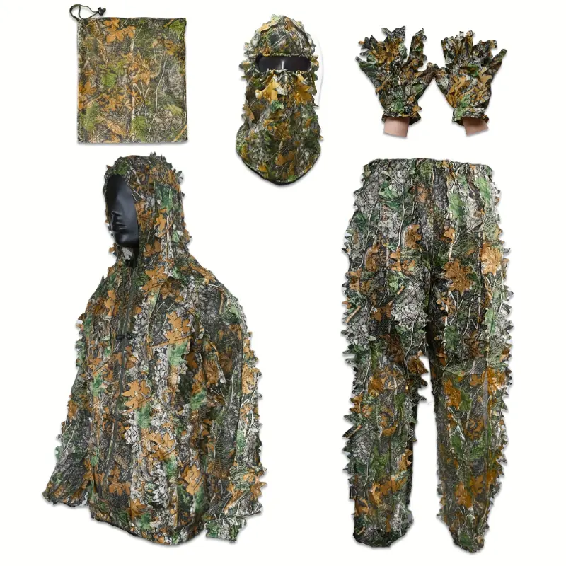 Adult Men's Polyester Hooded Lightweight Camouflage Hunting Suit - Hidden, Comfortable Outdoor Hunting Apparel, Male, Comfortable Wear, Lightweight Suit