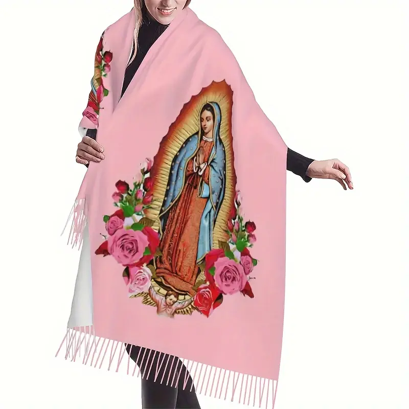 2026 New Model Virgin Mary Cashmere Shawl Printed Wool Scarf with Tassels, Elegant Christmas Gift Timeless Look Perfect Chic Refined Style Stylish Fashion Sophisticated Charming Trendy Essential Piece Modern Wear