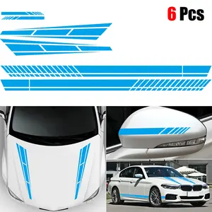 6x Stripe Vinyl Decal Sticker Graphics Car Side Body Hood Cover Rearview Mirror