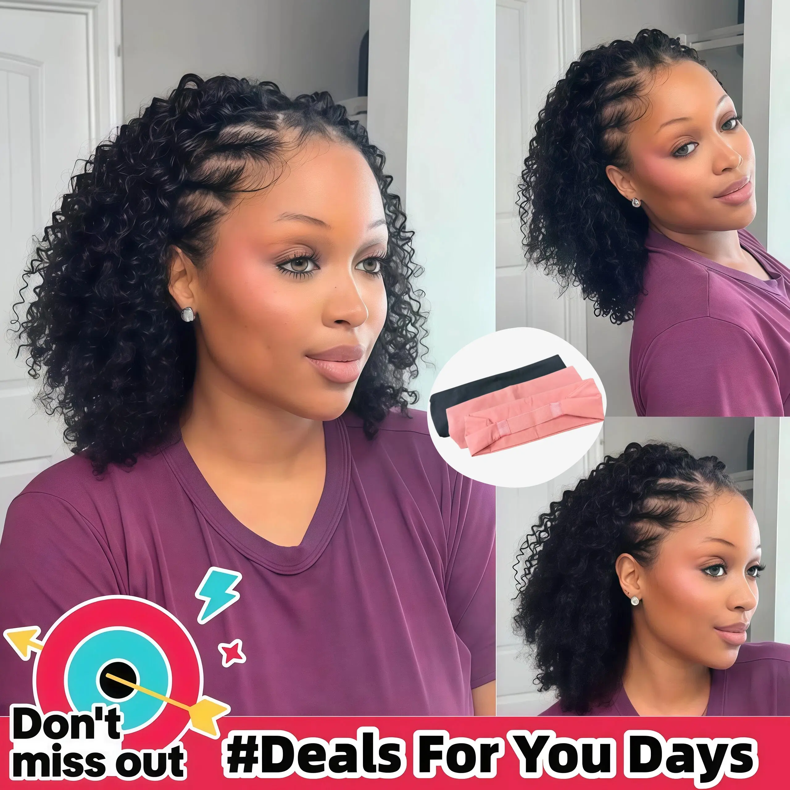 【 14" only $79】LWIGS  Put On And Go 3 In 1 Half Wigs Afro Kinky Curly & Spanish Curl No Lace No Glue Drawstring Seamless Flip Over 10s Install Wigs 100% Human Hair 180%/250% Density Beginner Friendly Free headband #DealsForYouDays#SummerVibes
