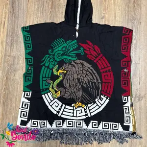 Aztec calendar Poncho Fleeced Unisex Onesize