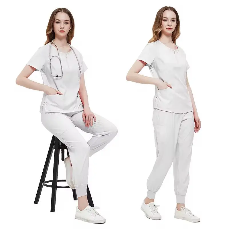 White hospital doctor nurse uniform set. White . Small medium large and extra large