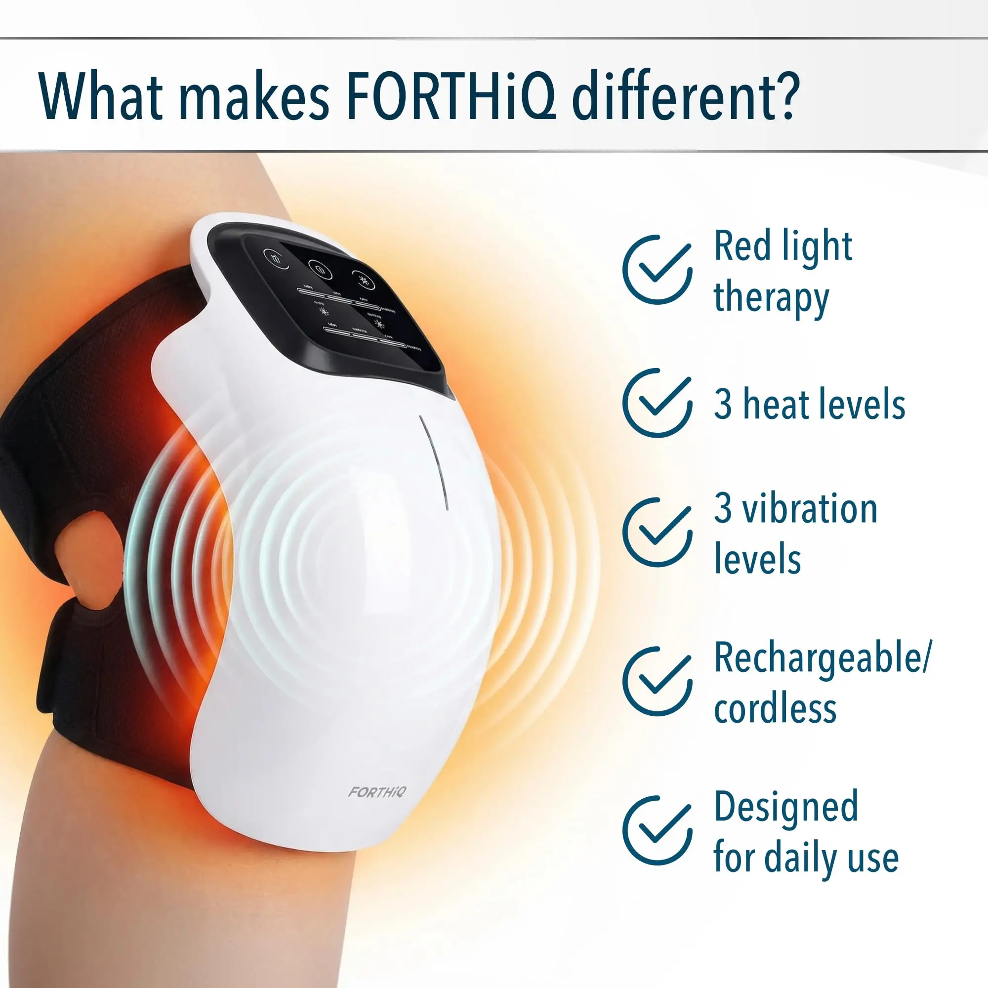 Rechargeable Knee Shoulder Elbow Massager with Heat & Vibration, Portable Home Relaxation Device, Gift for Family Adjustable Cordless Daily