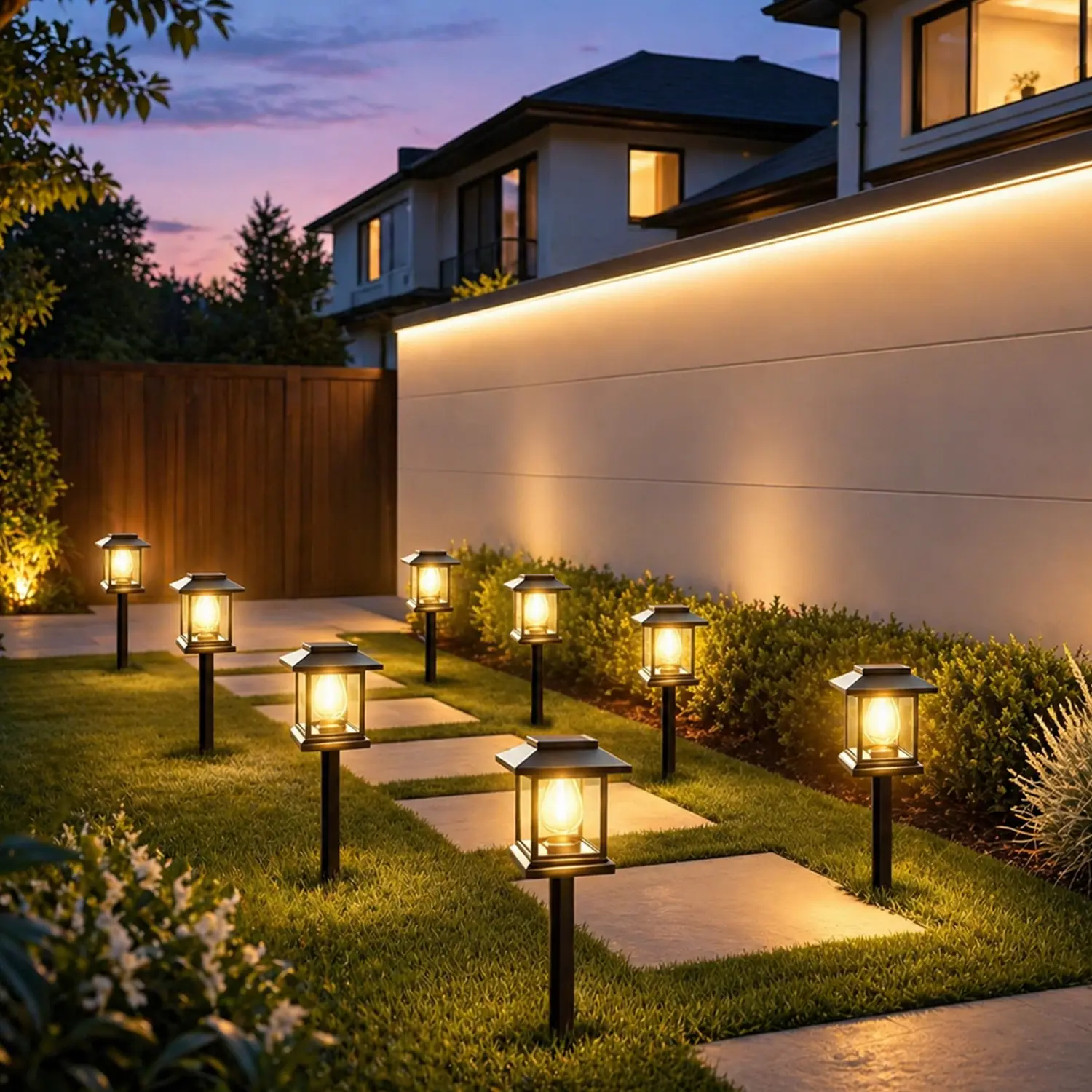 Vintage Solar Pathway Stake Lights, 6/8/12/14 Pack IP65 Waterproof Solar-Powered Outdoor Lanterns, Auto Dusk-to-Dawn Warm White LED Landscape Lights, Easy-to-Install for Garden, Walkway, Patio