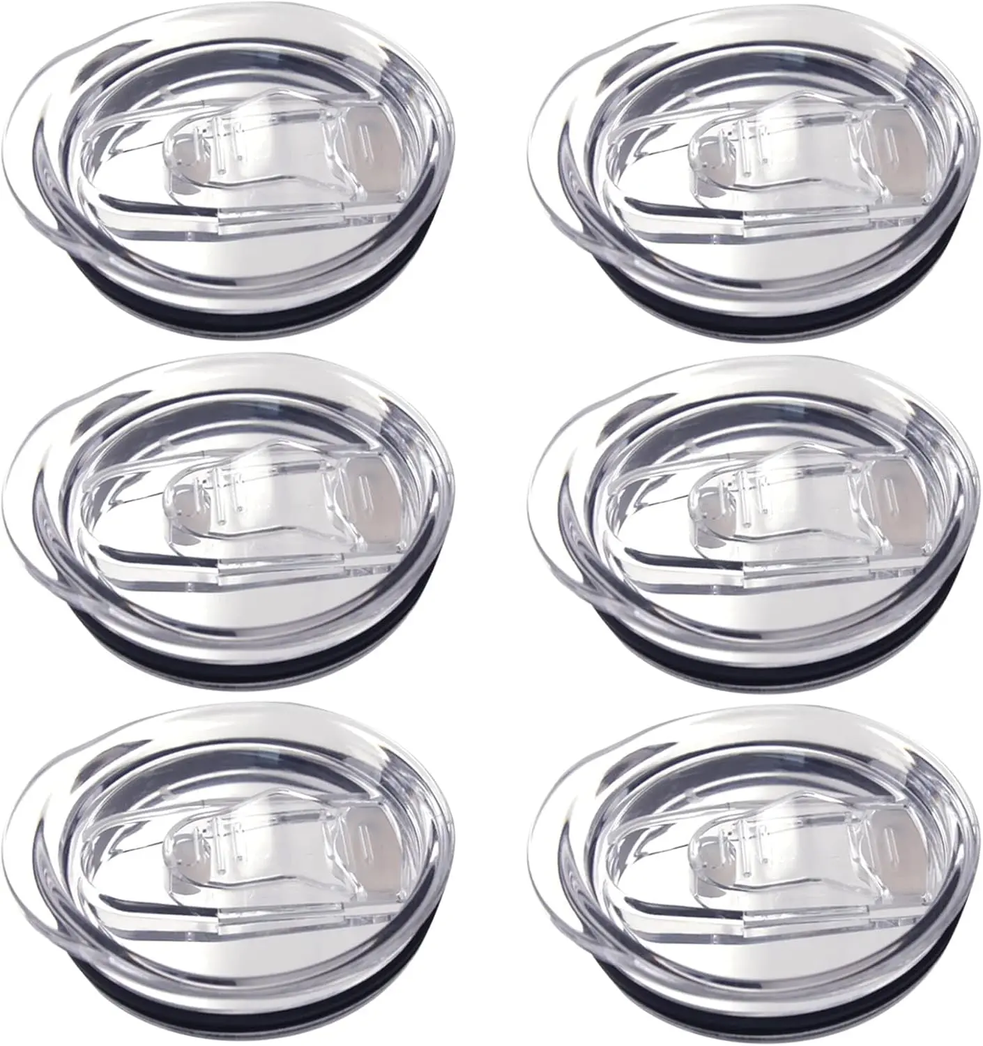 6Pcs Skinny Tumbler Replacement Lids Plastic Splash Covers tops for 20 oz coffee cup lids Clear Cup Covers for 2.64 Inch Mouth Tumbler Cooler