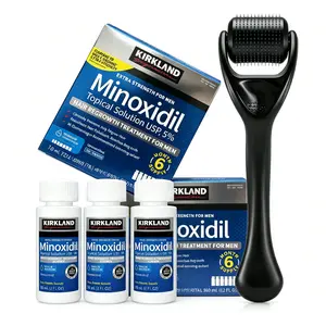 3pcs Kirkland Minoxidil Hair & Beard Growth Kit -AntiHairLossTreatment with Dropper &Derma Roller