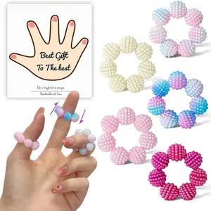 5-Piece Set Colorful Fidget Rings, Nail Beads & Finger Massage Device, Stress Relief Sensory Ring for Office Workers, Calming Toy Massager, Desk Fidget