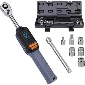 Digital Torque Wrench 3/8'' Drive, 5-99.6 Ft-lbs/6.8-135Nm, 90  Torque Wrench with Buzzer & LED ,  Torque Wrench Set for    Tire Auto Repair