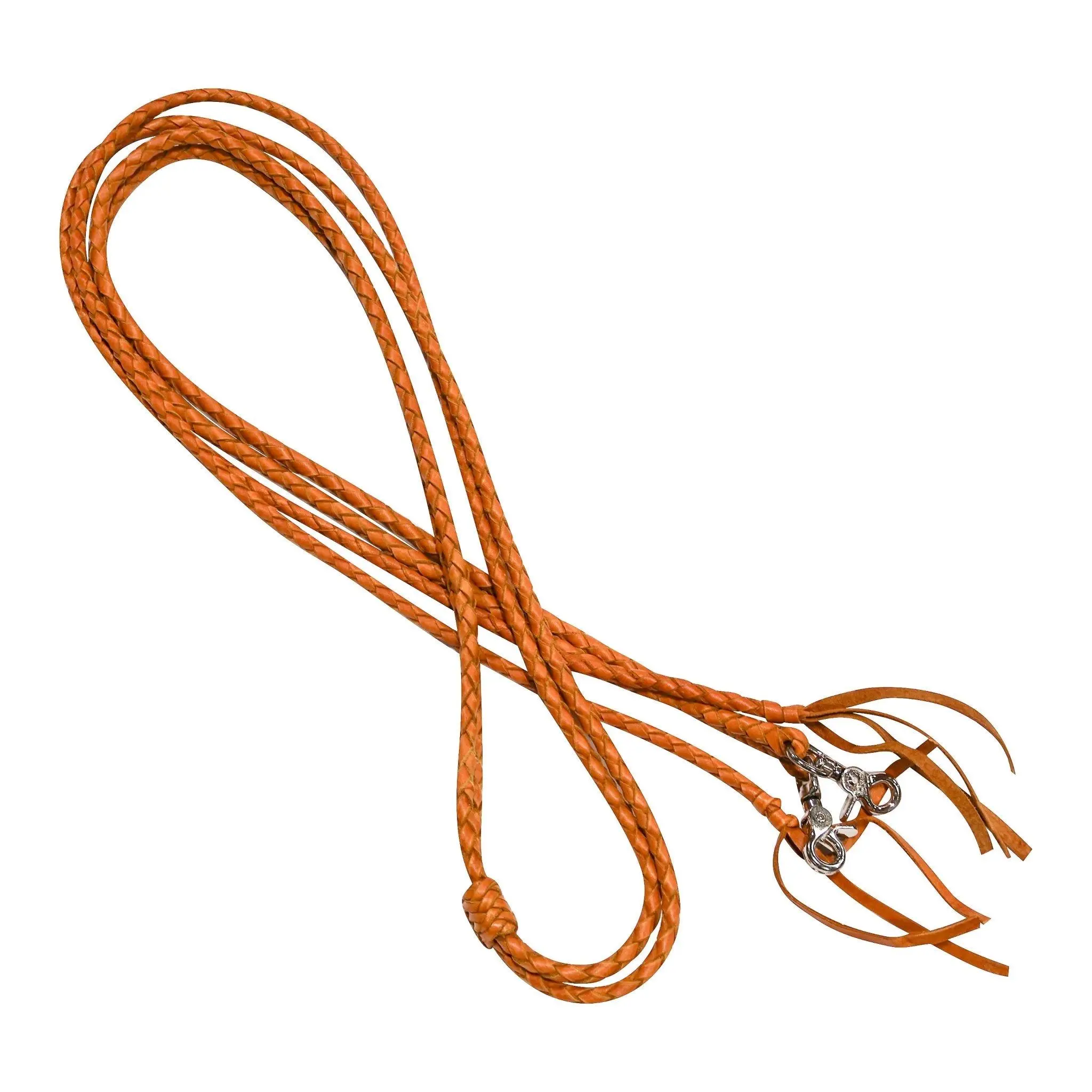 7Ft Cowboy Tan Leather Split Braided 4 Plait Reins