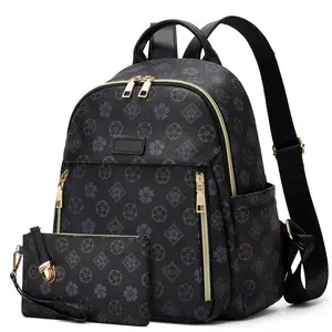 MAKES Women's 2-Piece Purse Backpack Combo, Fashion Durable Waterproof Travel Backpack, Lightweight Daily Work Bag, Ideal Mother Gifts