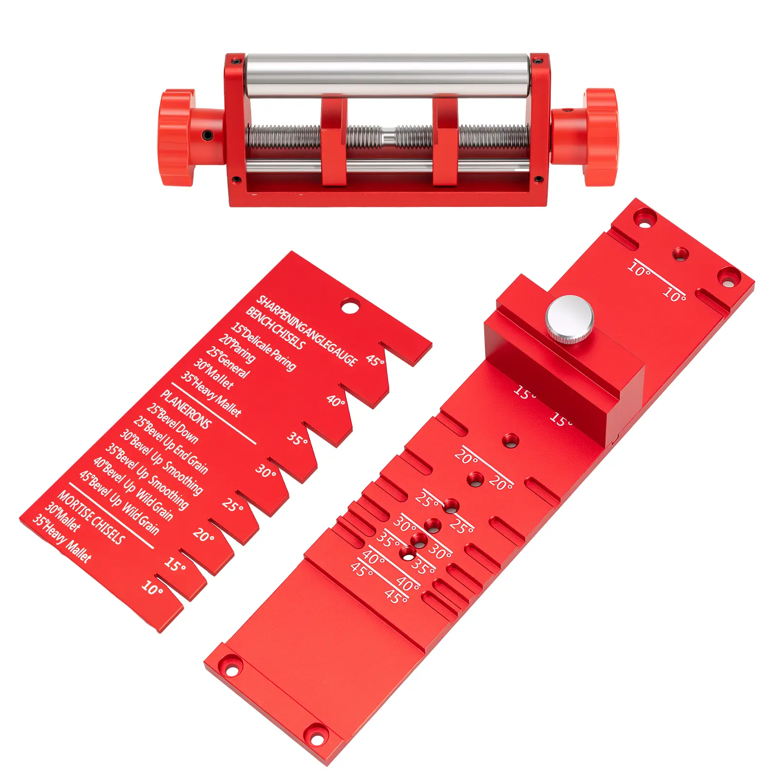Chisel Sharpening Jig, Wood Honing Guide for Chisels and Planes Width 0.1" to 2.8" with Sharpening Angle Fixture, Angle Gauge from 10 °   to 45 ° (Excluding Sharpening)