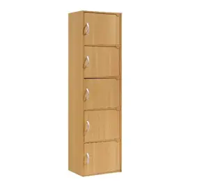 Hodedah 5-Shelf, 5-Door Multipurpose Cabinet, Brown
