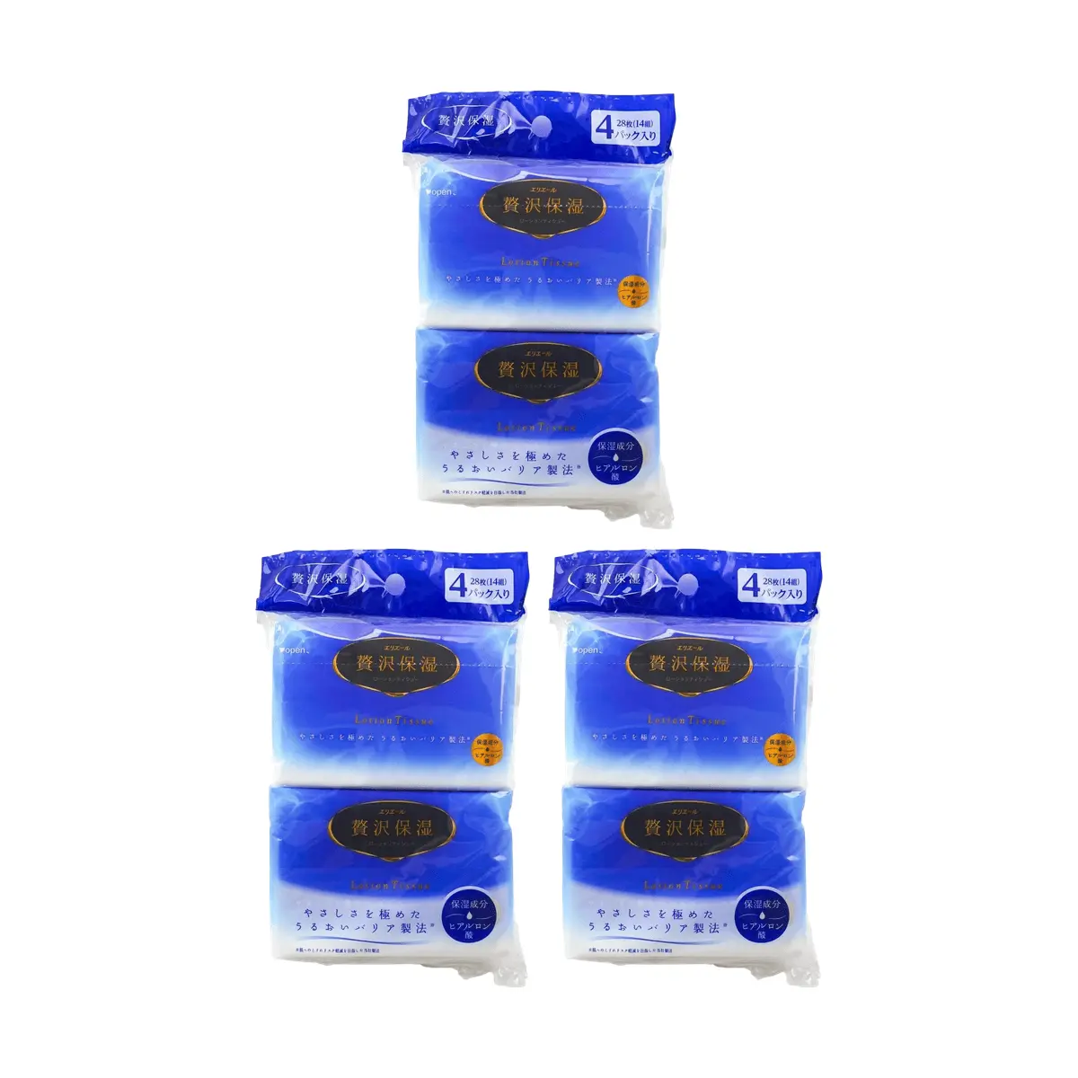 ELLEAIR Japan Luxury Moisturizing Facial Tissues - 4 Packs x 3 Boxes (12 Total) - Ultra Soft, Gentle, Dermatologist Tested, For Sensitive Skin, Daily Use