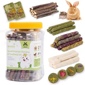 50-60 PCS Natural Rabbit Chew Toys, Treats, Timothy Sticks, Apple Sticks, Sweet Bamboo for Guinea Pig, Hamster, Chinchilla, Rat, Small Animals Bunny