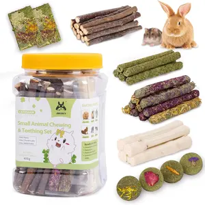 50-60 PCS Natural Rabbit Chew Toys, Treats, Timothy Sticks, Apple Sticks, Sweet Bamboo for Guinea Pig, Hamster, Chinchilla, Rat, Small Animals Bunny