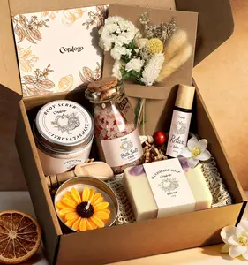 Coralogo Spa Gift Basket for Women – Natural Citrus Scented Bath & Body Self-Care Set, Relaxing Pampering for Her, Wife, Mom, Birthday or Get Well Soon, 9PCS