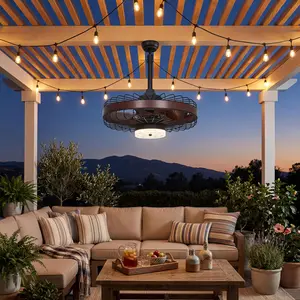 20" Outdoor Ceiling Fan, Caged Ceiling Fan, IP44 Waterproof Gazebo Fans with 6 Speed Reversible for Outdoor Patio Porch