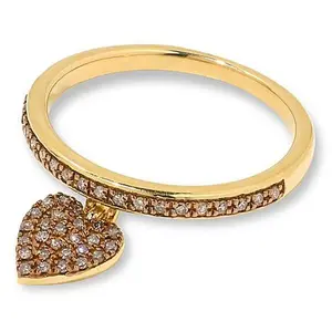 Rarities Gold-Plated Champagne Diamond Charm Band Ring