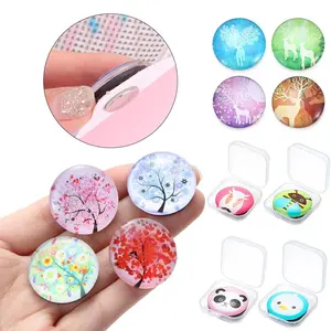Random Style Cartoon Diamond Arts Painting Magnet Cover, 1 Count Minders Locator Parchment Paper Cover Holder, Cross Stitch Tools Fridge Magnet Decoration