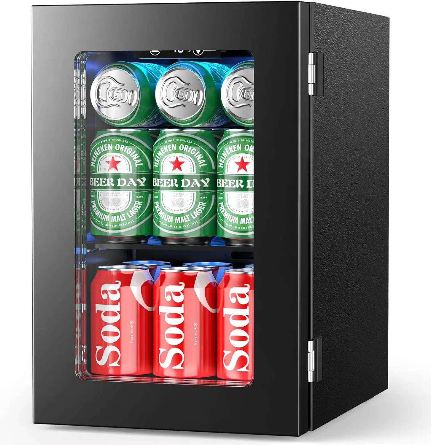 24 Cans Beverage Refrigerator Cooler, Mini Fridge Countertop Drink Cooler for Soda, Canned Beer, Adjustable Digital Temperature Control for Home Dorm Office, Black Travel Fridge Soda Fridge Pack