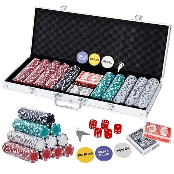 Zeny Poker Chip Set 500PCS 11.5 Gram Poker Chips Texas Blackjack Game w/Aluminum Case