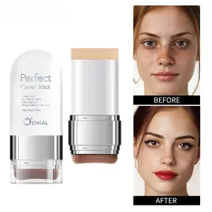 5 Colors Face Foundation Contour Stick with Brush, Concealer Stick, Full Coverage, Blendable Long Lasting, Long-Wear, Lightweight, Brighten Stick, Blemish Contouring, Net: 20g