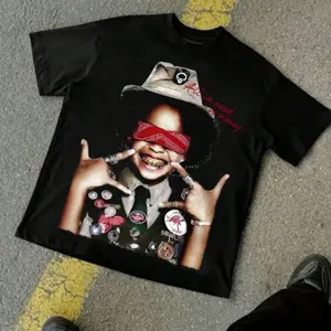 (HIGH QUALITY AOP) Started From The Bottom Food Stamps Vintage Lady Printed Y2K Unisex Streetwear T-shirt; 100% Cotton, Perfect for Casual Attire, Outdoor Activities, and Street Style Outfits. Also an Excellent Gift for Friends and Family.