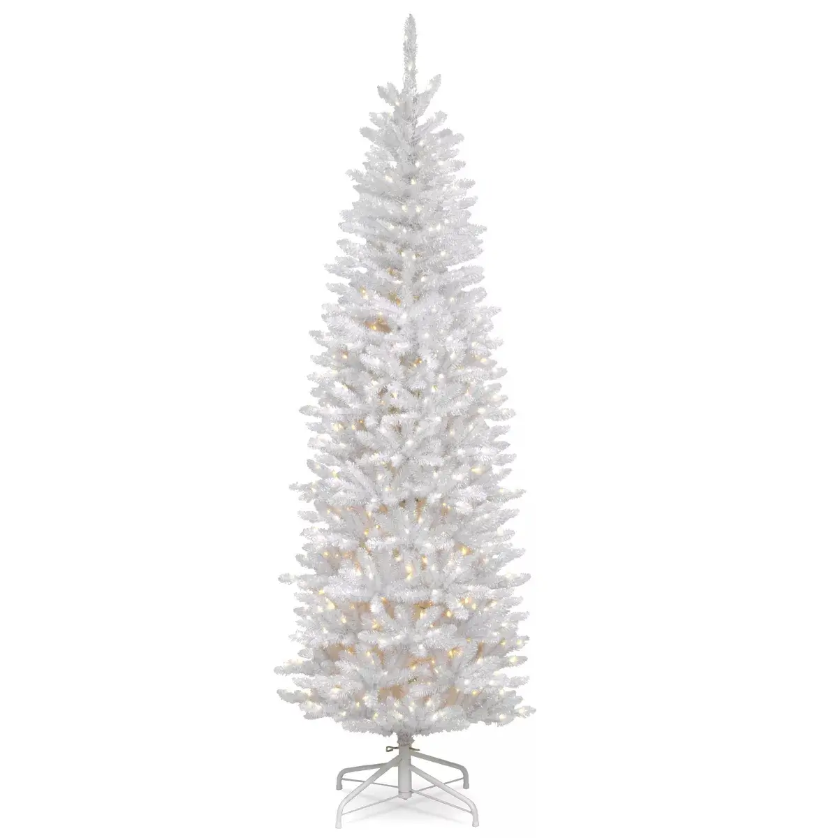 National Tree NTTKWW730065 6.5 ft. Prelit Slim White Kingswood Fir Artificial Christmas Tree Clear Light