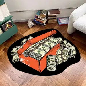 Money Box Pattern Floor Mat, Creative Design Non-slip Floor Carpet, Decorative Area Rug for Home Living Room & Bedroom, Cartoon Pattern Rug, Home Decor Rugs, Household Decorative Rug
