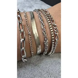 Dainty 6 Pcs Bracelets for Women in Gold or Silver Tone in 6 1/2  inch with 2inch extender.