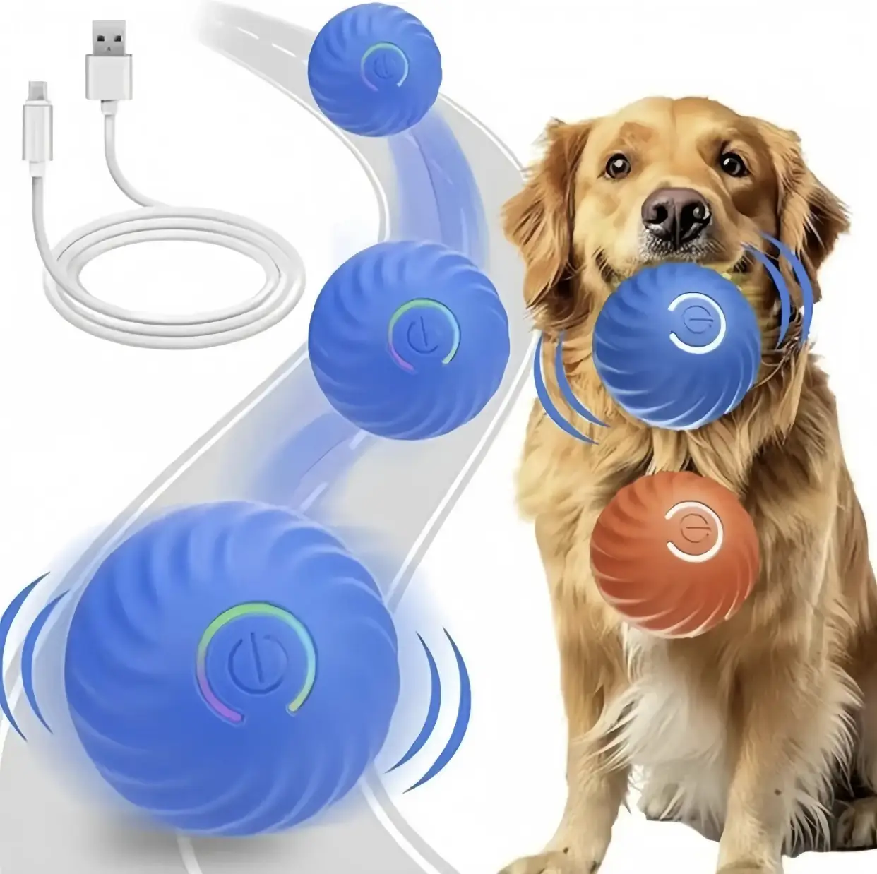 Interactive Dog Toy - Self Rolling Motion Activated Dog Ball, USB Rechargeable for Small, Medium & Large Dogs, Perfect for Indoor & Outdoor Play inter