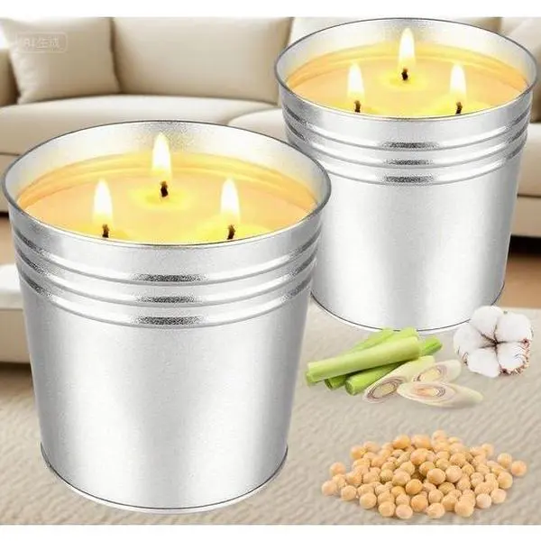 "Long-Lasting Outdoor Candles – 3-Wick Soy Wax for Patio & Garden, 180-Hour Burn Time, Lemongrass Scented – Large 17oz Twin Pack – Ideal for Balcony, Camping, Yard – Flameless & Eco-Friendly" Aroma Decor vintage home decor home d