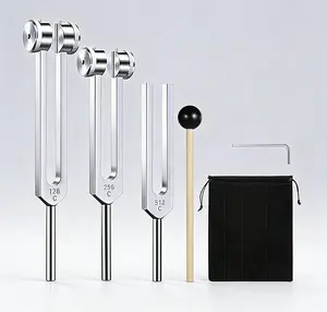Tuning Fork Set 128Hz 256Hz 512Hz with Hammer & Bag for Medical & Sound Healing